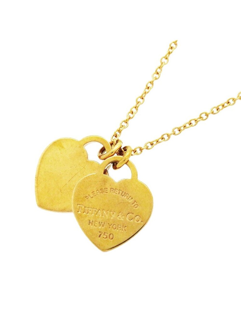 Tiffany & Co Necklace Double Return to Tiffany Heart 18k Yellow Gold